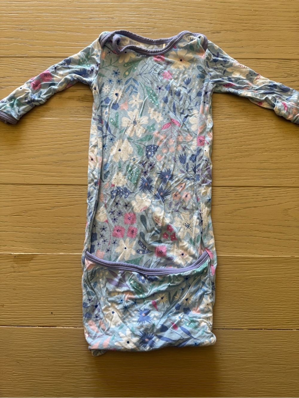 Little Sleepies Pastel Blue Floral Newborn Sleep Gown with Lavender Trim